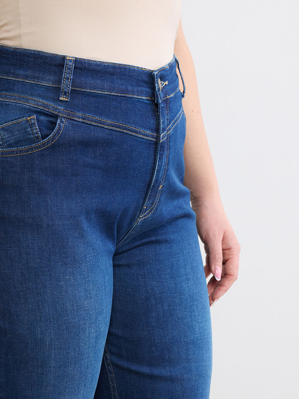 Lacivert Straight Fit Kadın Jean Pantolon-7