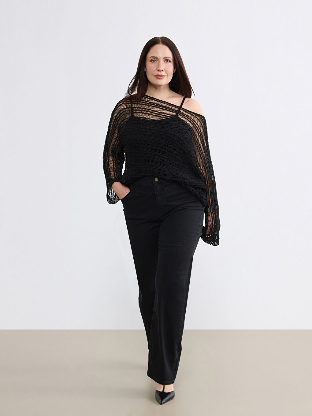 Siyah Straight Fit Kadın Jean Pantolon-1