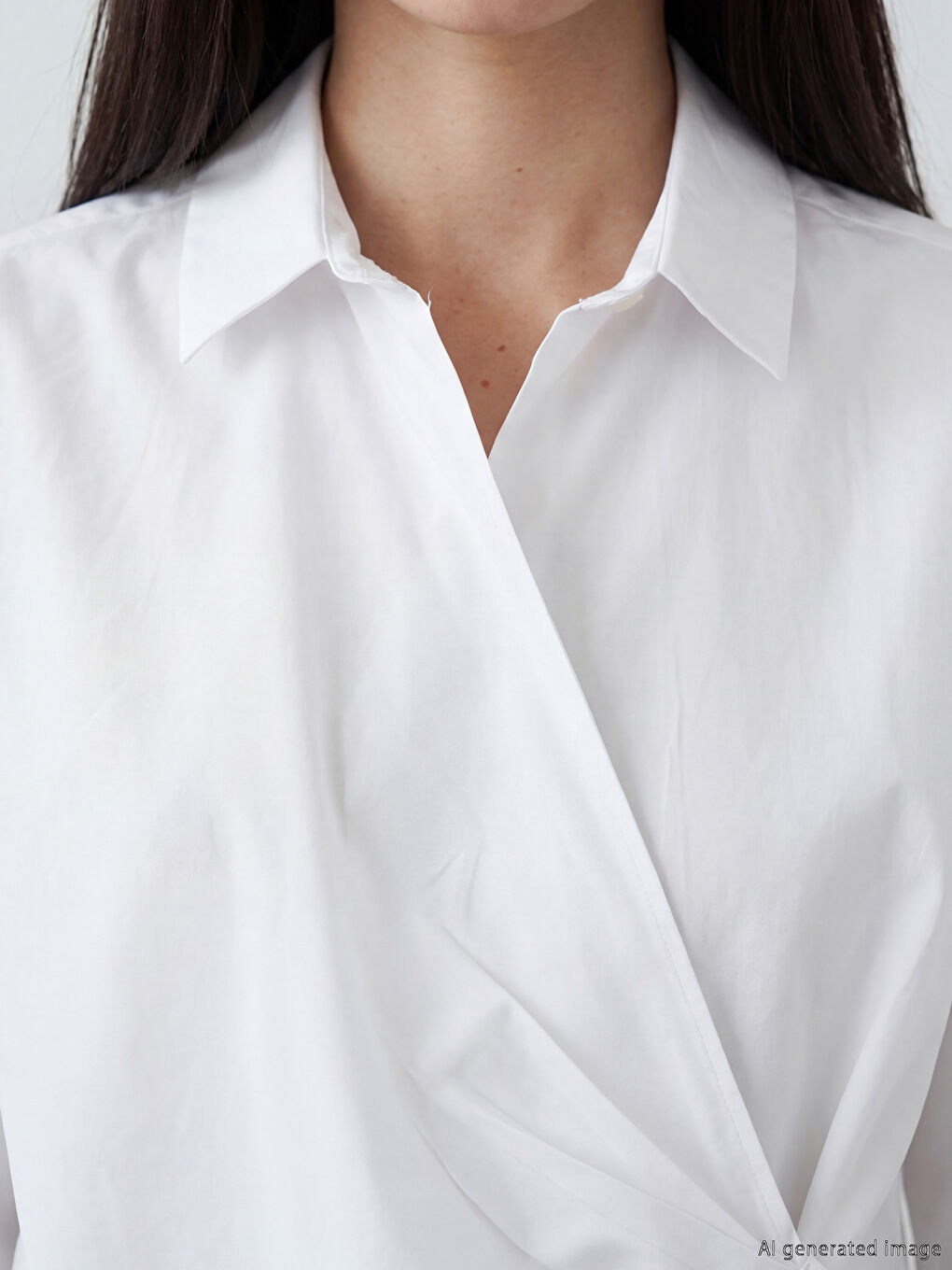 Cămașă Femei din Poplin cu Guler cu Dublu Piept-2