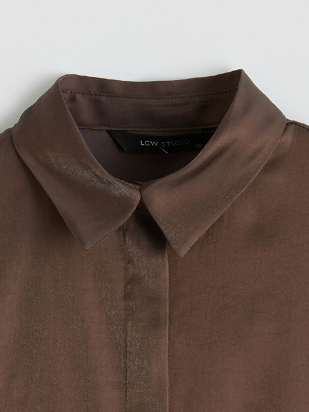 Kahverengi Modal Karışımlı Kadın Gömlek-2
