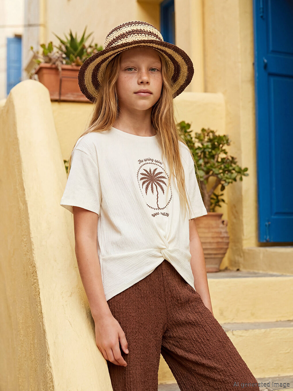 Gathered Detail Girls' T-Shirt-1