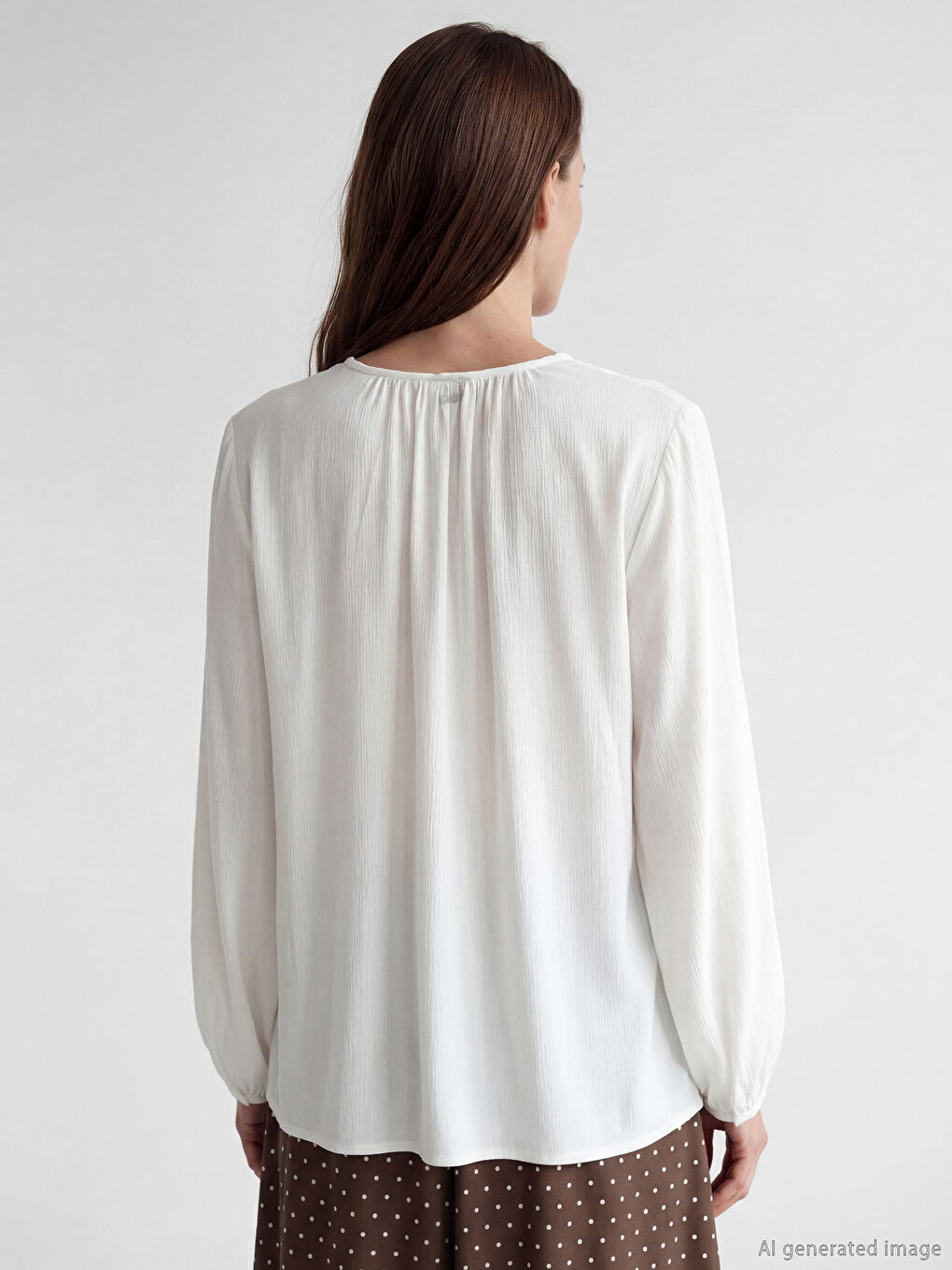 Μπλούζα με Υφή και Γιακά Με Δέσιμο-3