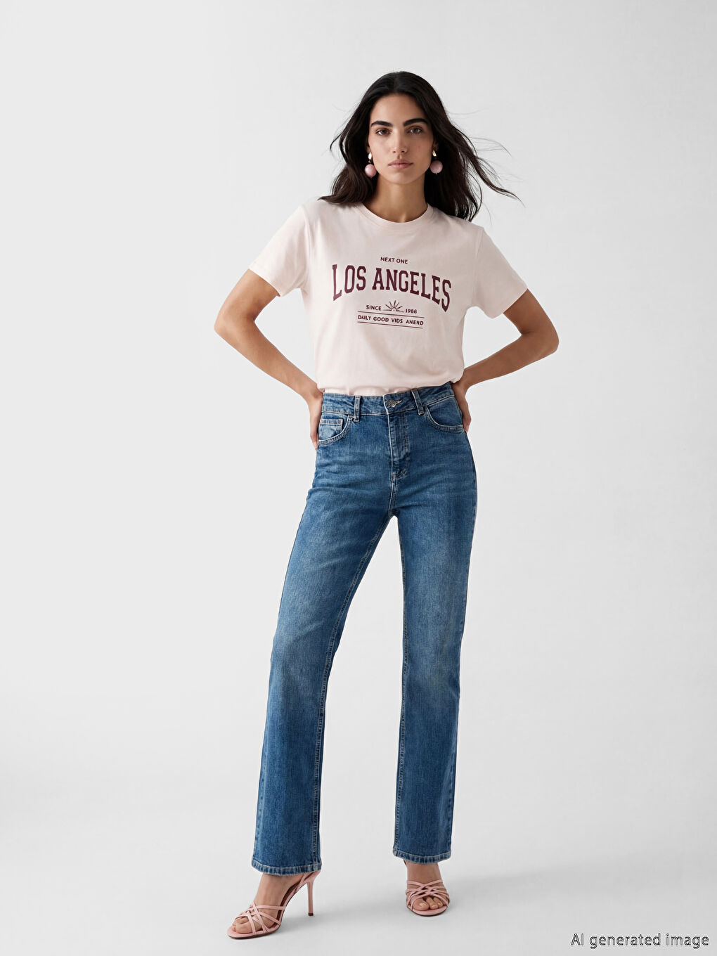 İndigo Yüksek Bel Crop Flare Kadın Jean Pantolon