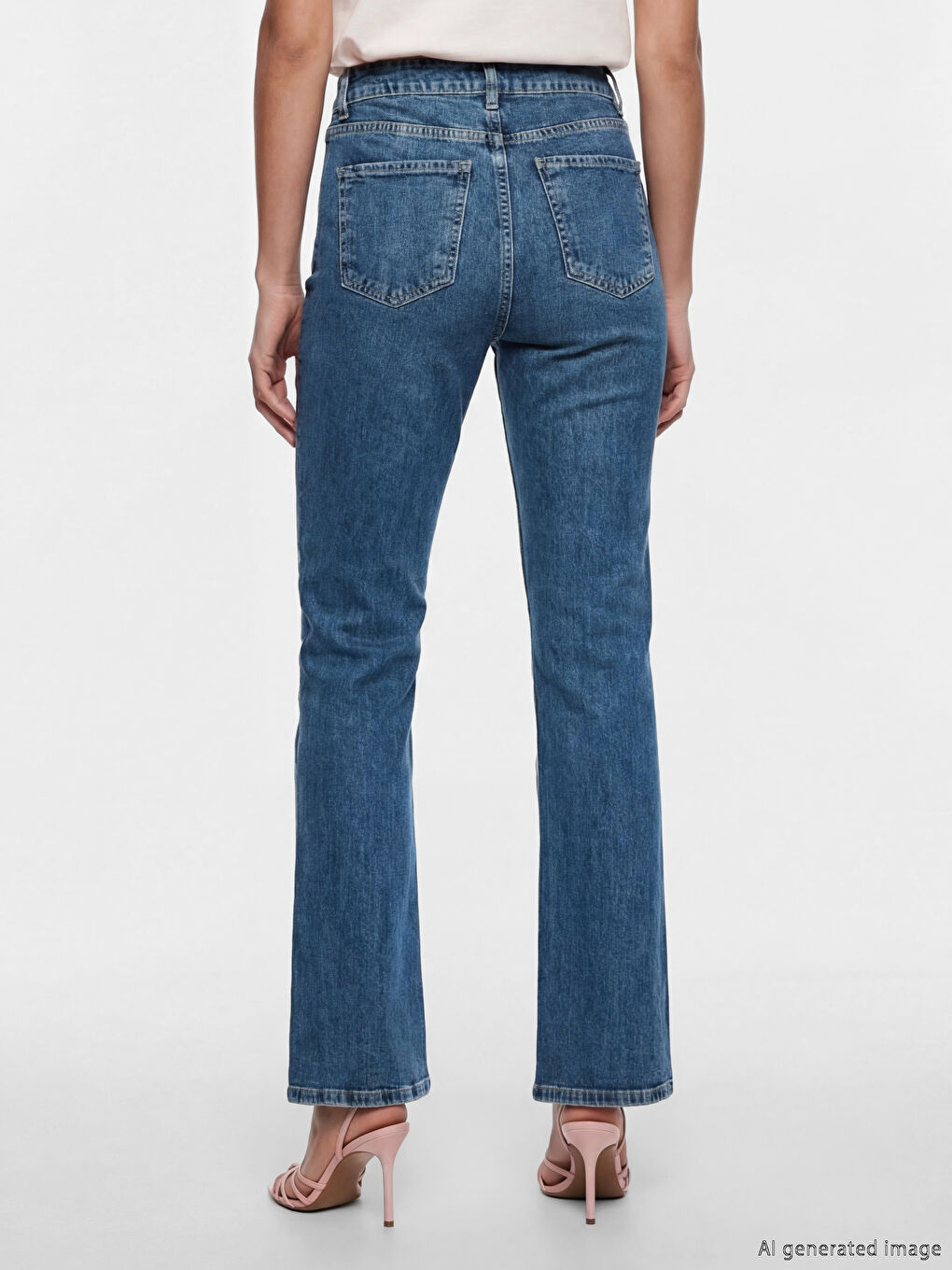 İndigo Yüksek Bel Crop Flare Kadın Jean Pantolon-1