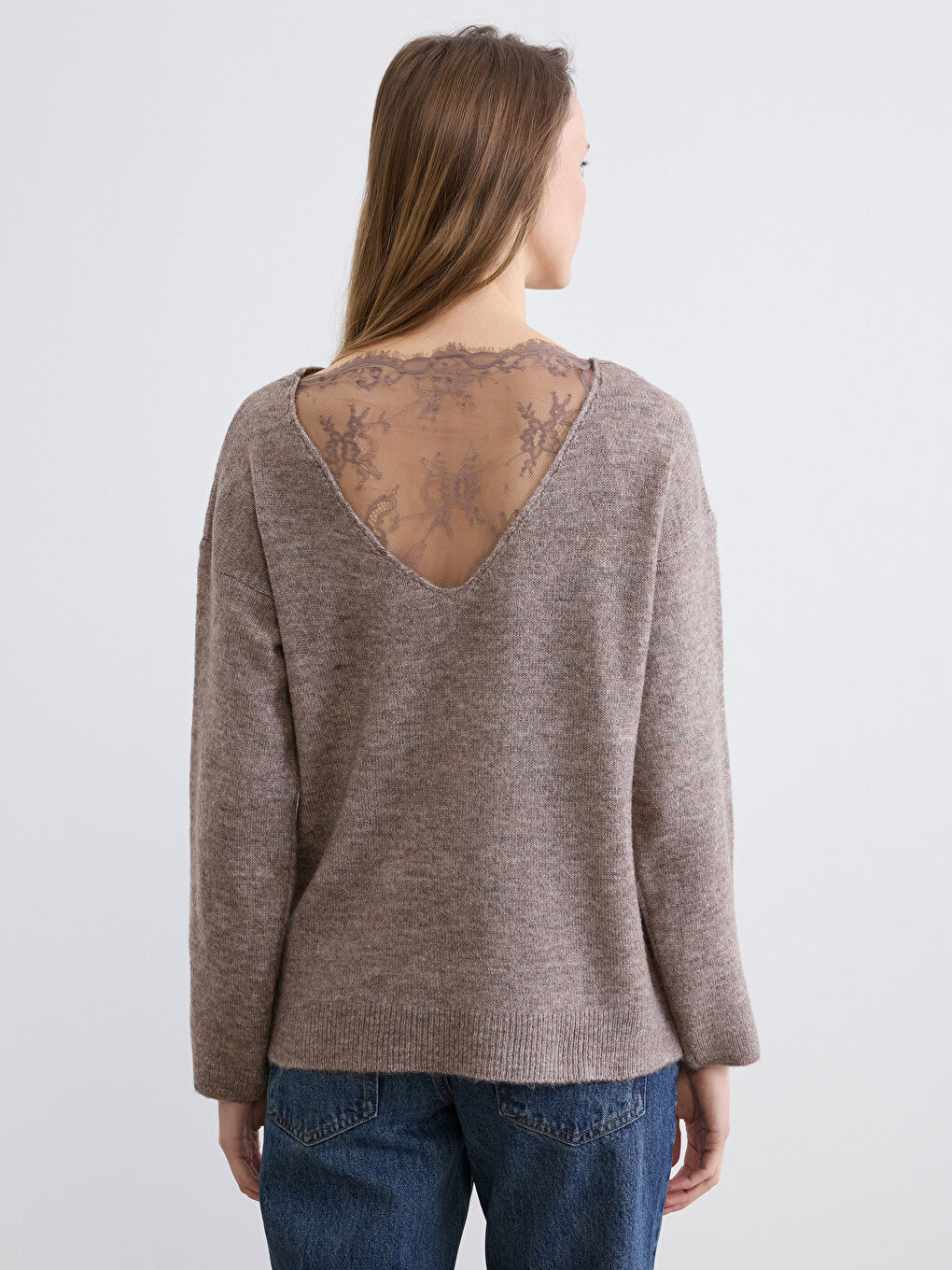 سترة تريكو بكول مدور للنساء-3