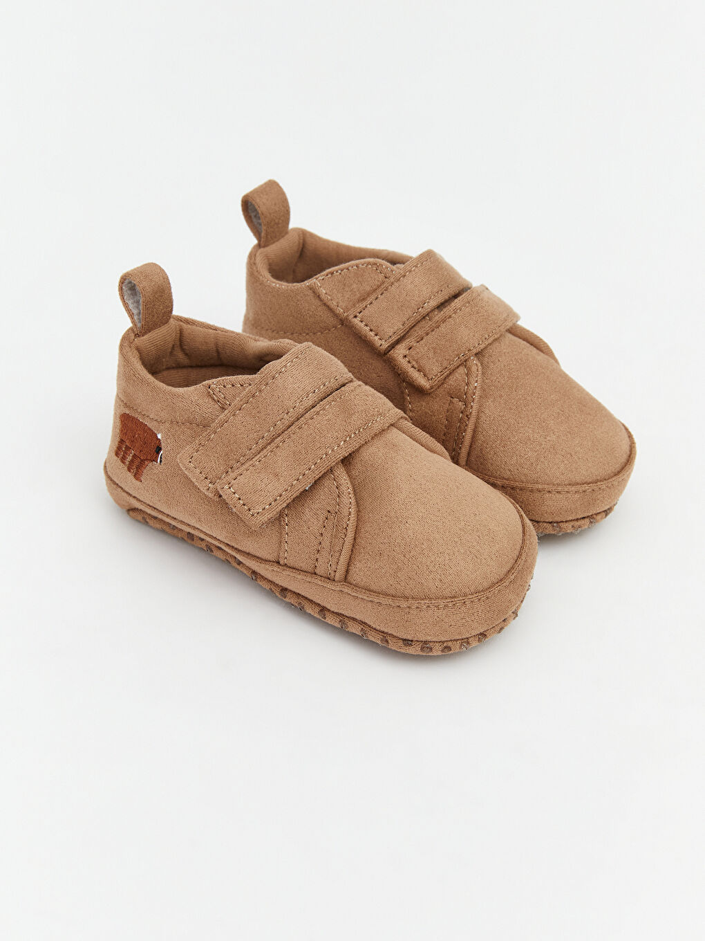 Kahverengi Nakışlı Erkek Bebek Yürüme Öncesi Ayakkabı