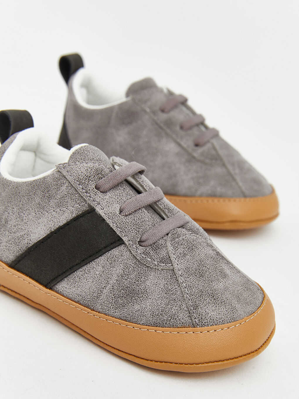 Antrasit Süet Görünümlü Erkek Bebek Yürüme Öncesi Spor Ayakkabı-2