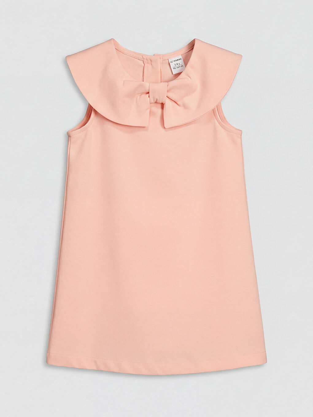 Pembe Fiyonk Yaka Detaylı Kız Çocuk Gabardin Elbise-1