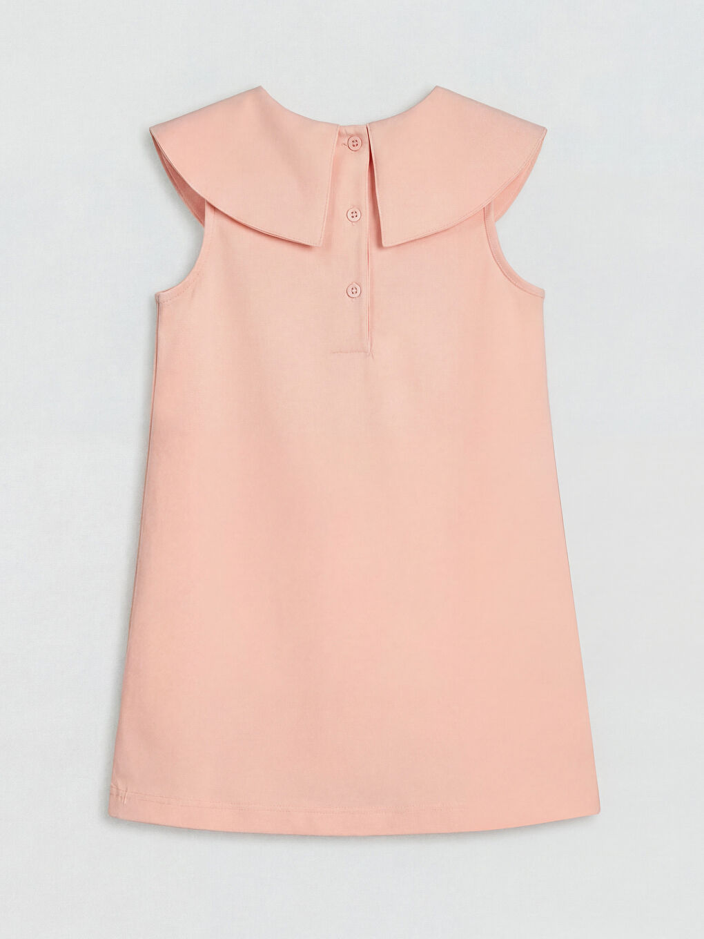 Pembe Fiyonk Yaka Detaylı Kız Çocuk Gabardin Elbise-2