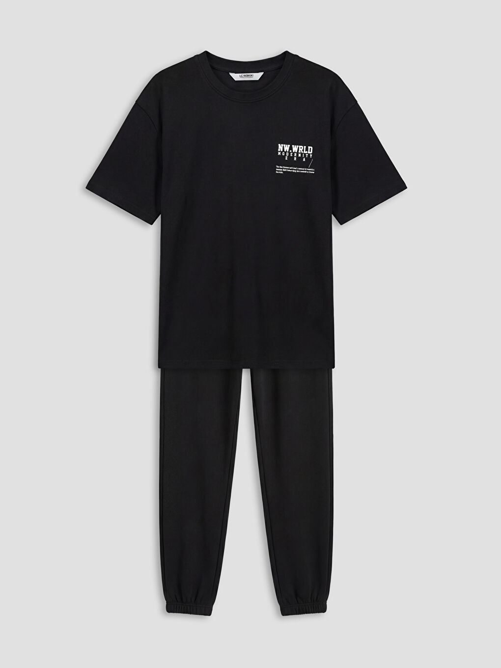 Siyah Baskılı Erkek Çocuk Tişört ve Eşofman Altı