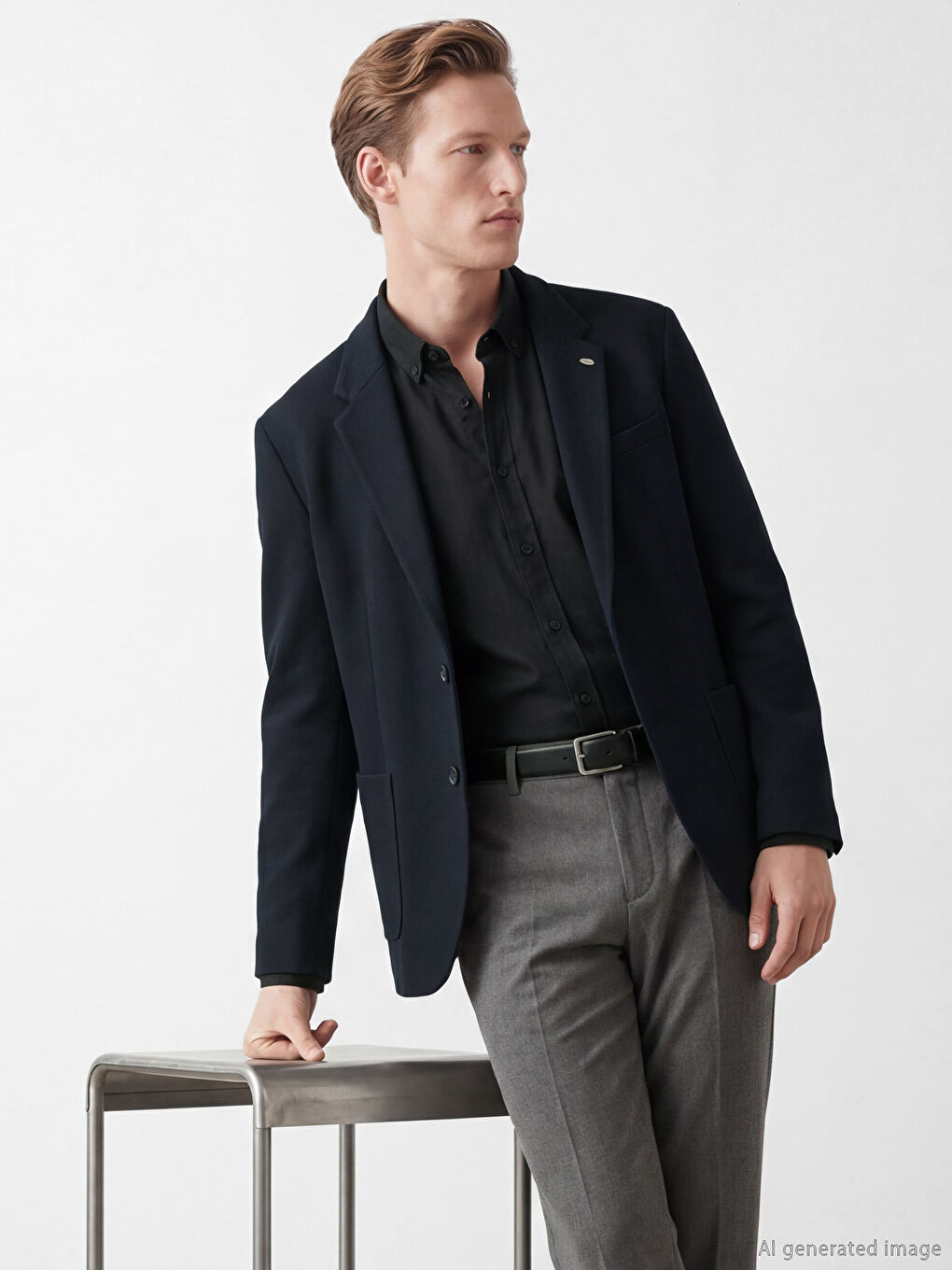 Lacivert Standart Kalıp Erkek Blazer Ceket