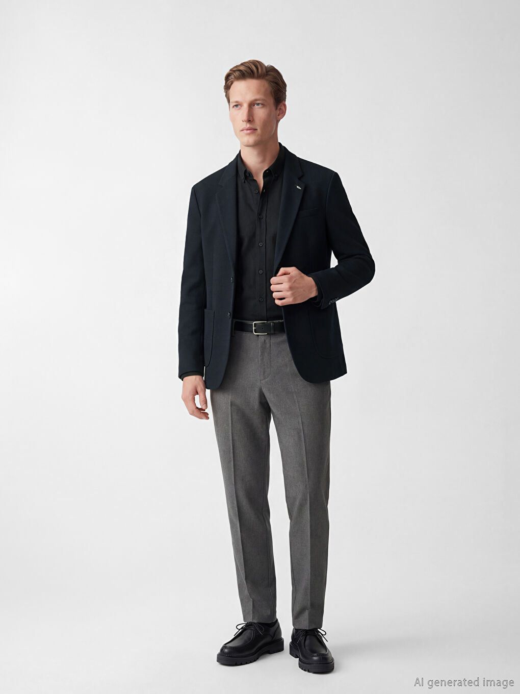 Lacivert Standart Kalıp Erkek Blazer Ceket-1