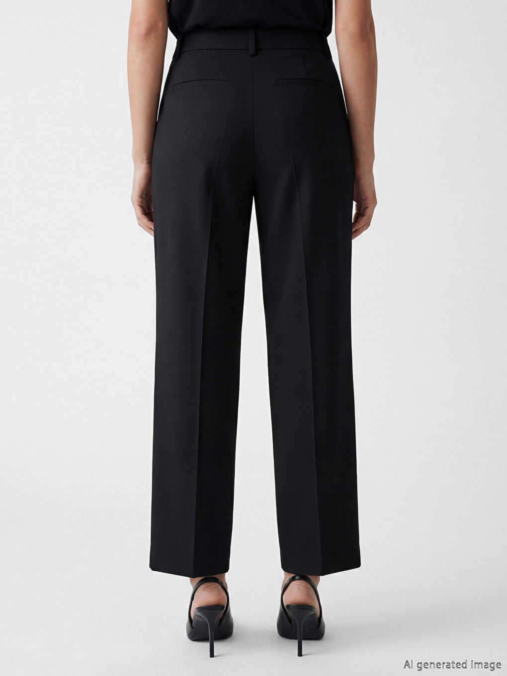 Siyah Yüksek Bel Loose Fit Kadın Kumaş Pantolon-1