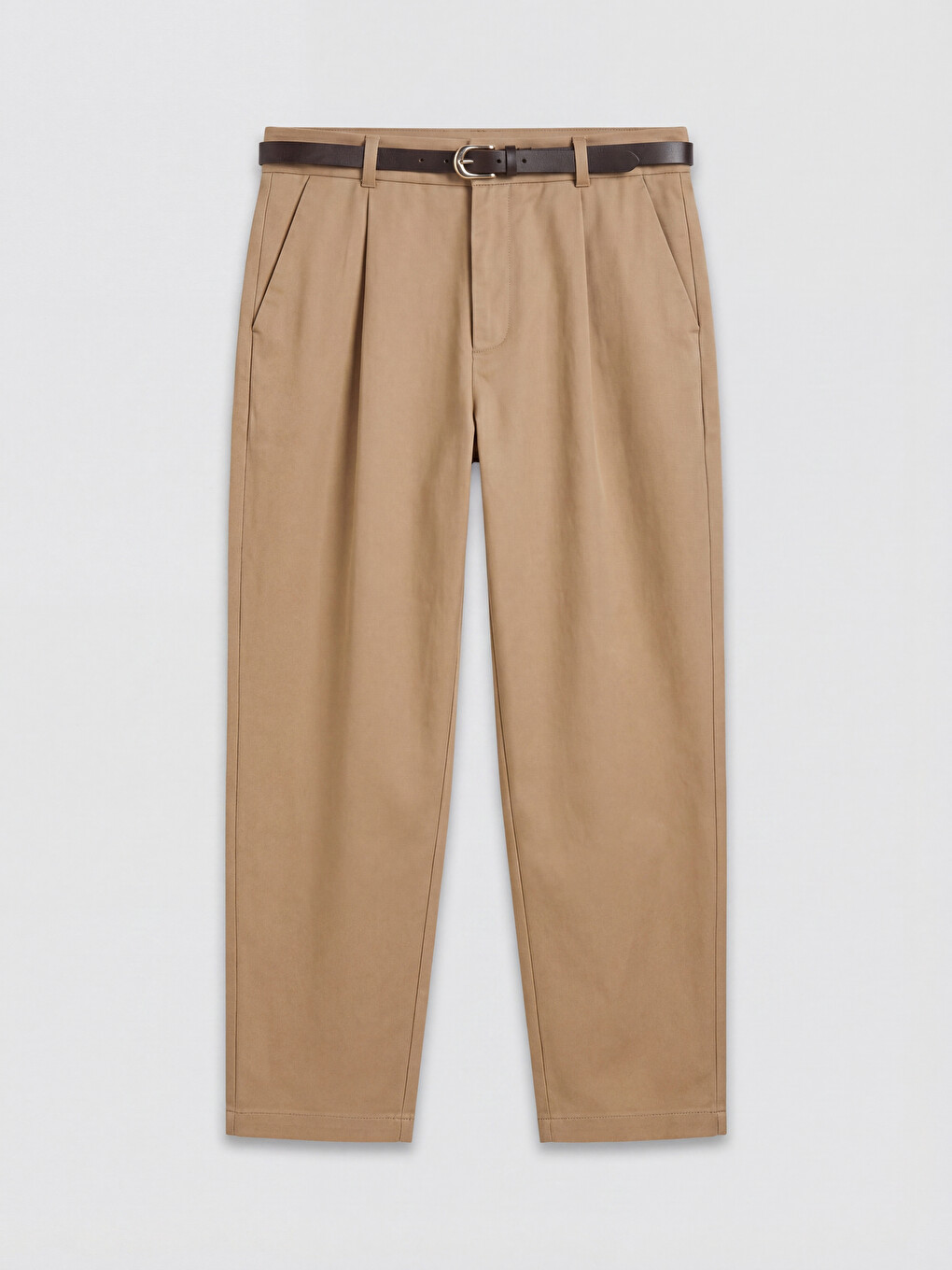 Belted Loose Fit Women's Gabardine Trousers-4