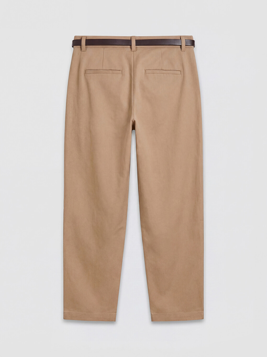 Belted Loose Fit Women's Gabardine Trousers-5