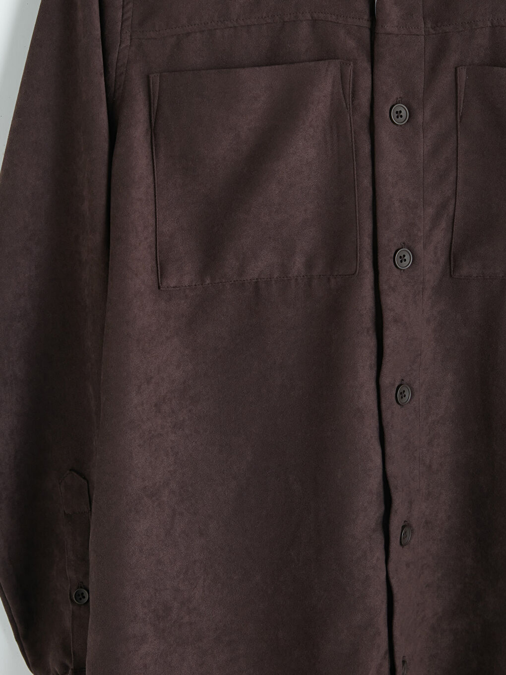 Kahverengi Standart Kalıp Çift Cepli Erkek Gömlek-2