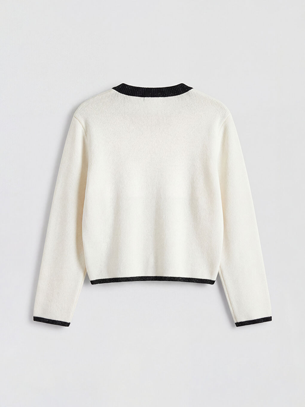 Ekru Bisiklet Yaka Fiyonklu Kız Çocuk Triko Hırka-1