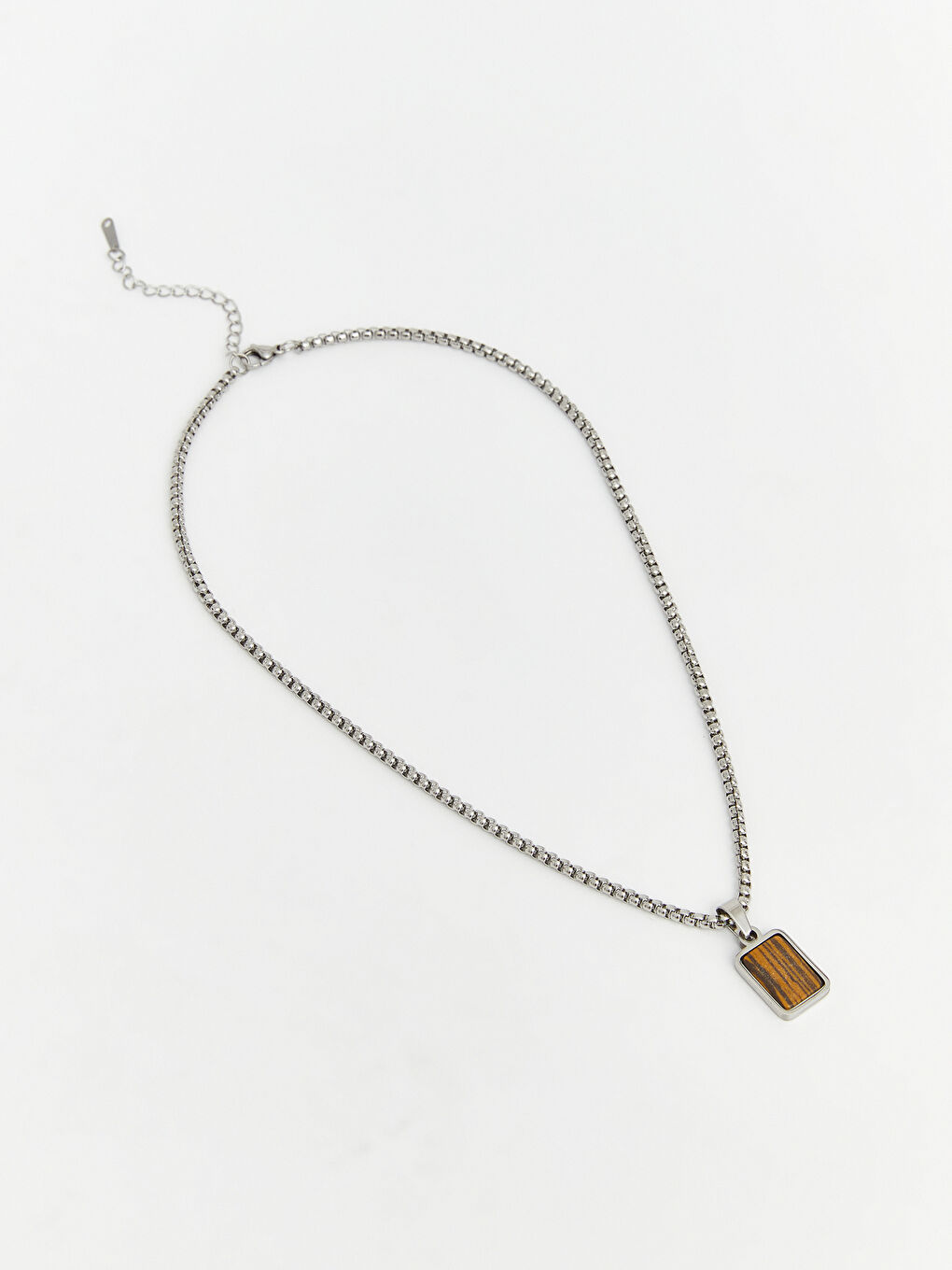 Gri Taşlı Erkek Zincir Kolye