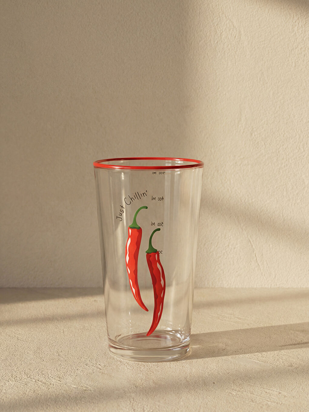 Karışık Biber Baskılı Cam Su Bardağı 570 ml