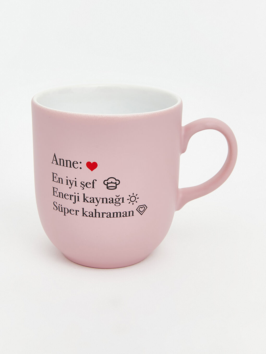 Pembe Slogan Baskılı Seramik Kupa 365 ml-1