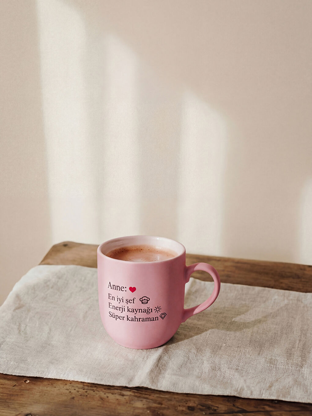 Pembe Slogan Baskılı Seramik Kupa 365 ml