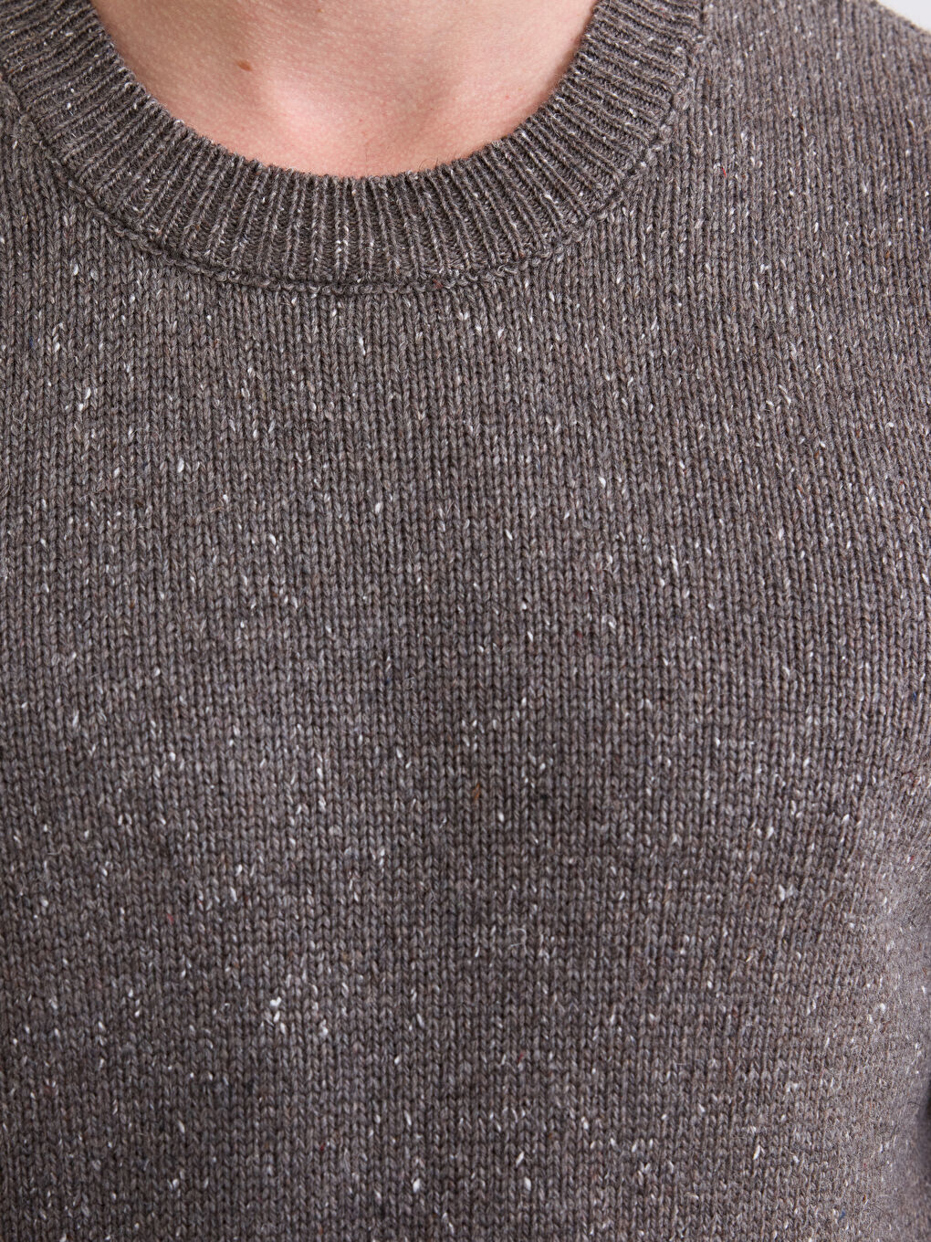 Kahverengi Bisiklet Yaka Yün Karışımlı Erkek Triko Kazak-2