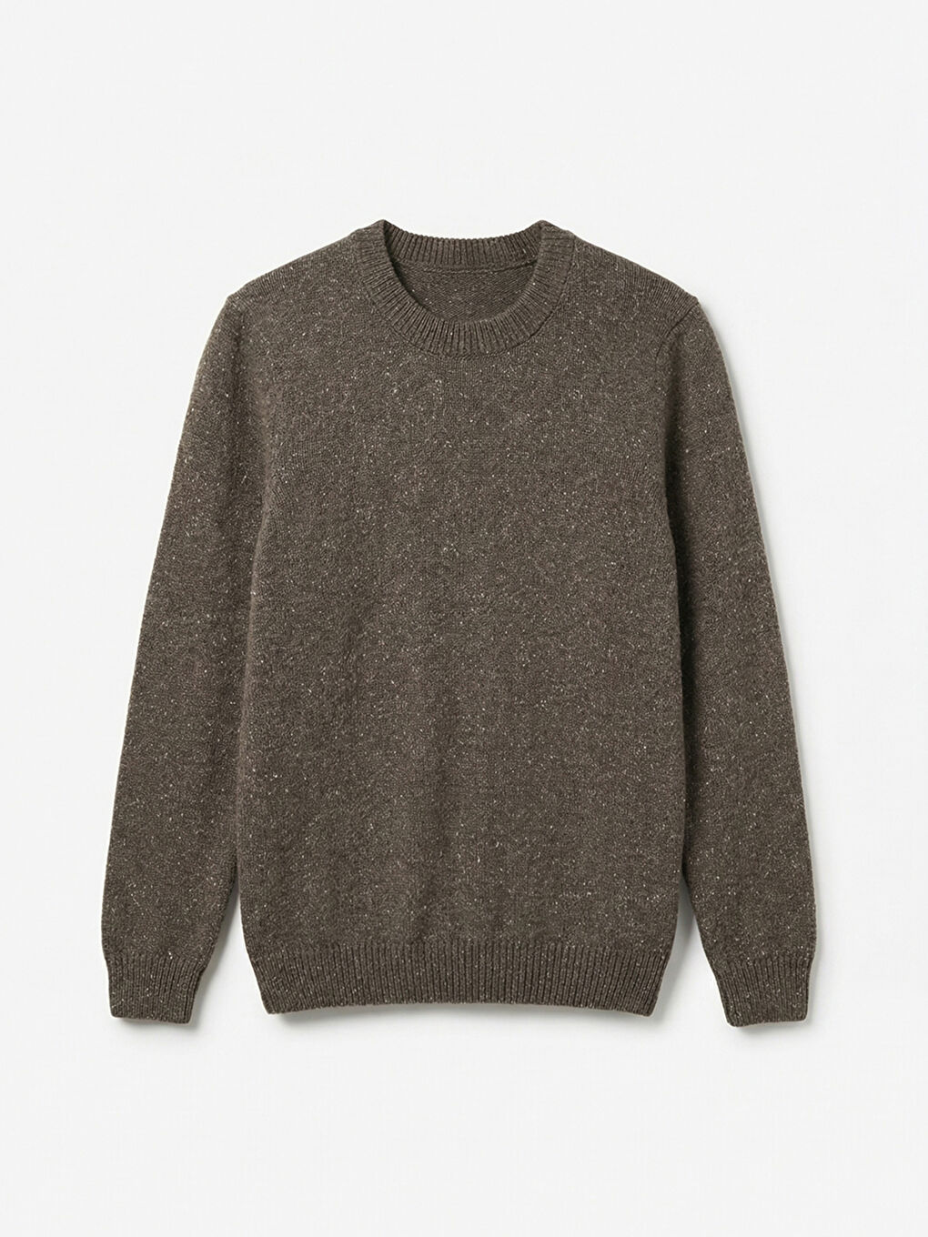 Kahverengi Bisiklet Yaka Yün Karışımlı Erkek Triko Kazak