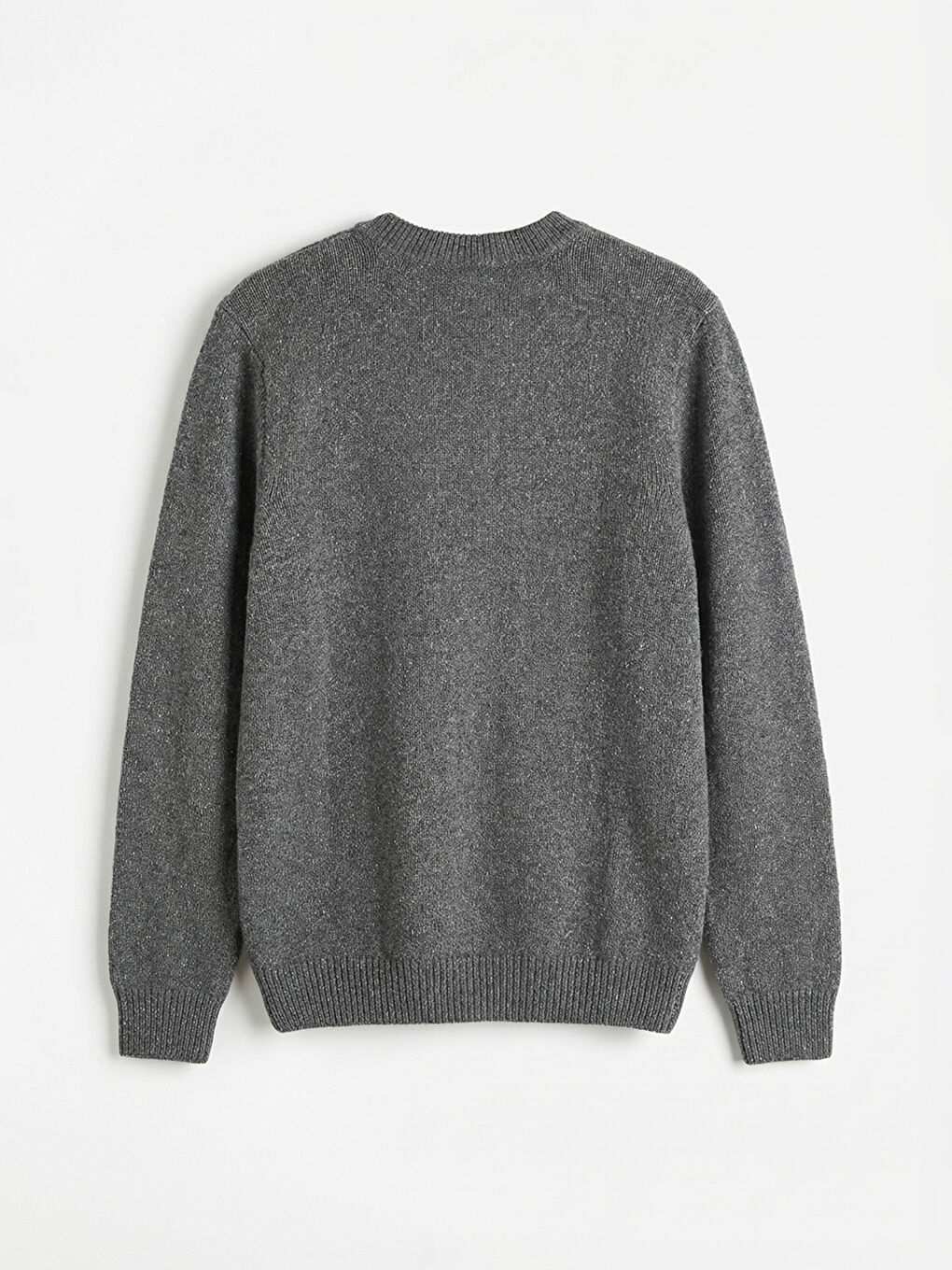 Gri Bisiklet Yaka Yün Karışımlı Erkek Triko Kazak-1