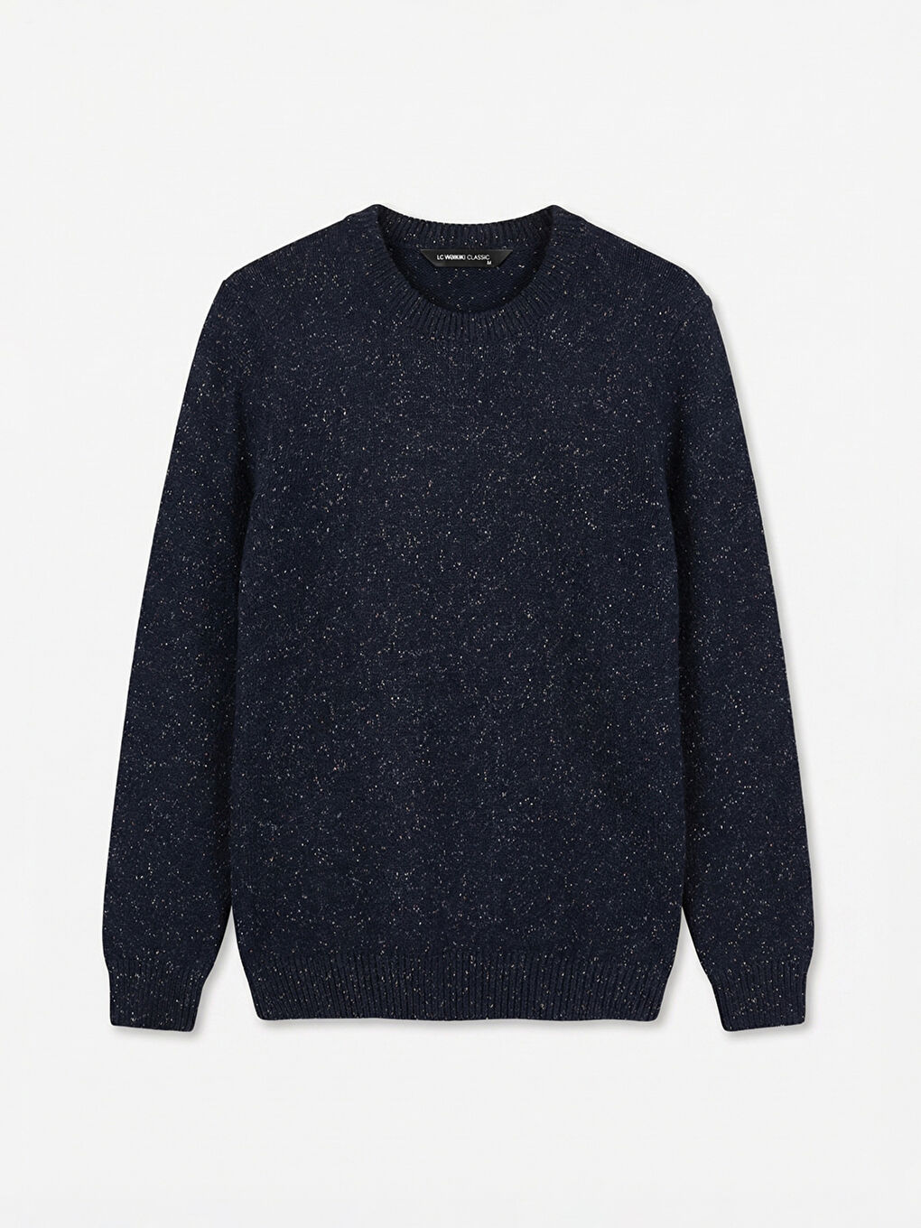 Lacivert Bisiklet Yaka Yün Karışımlı Erkek Triko Kazak