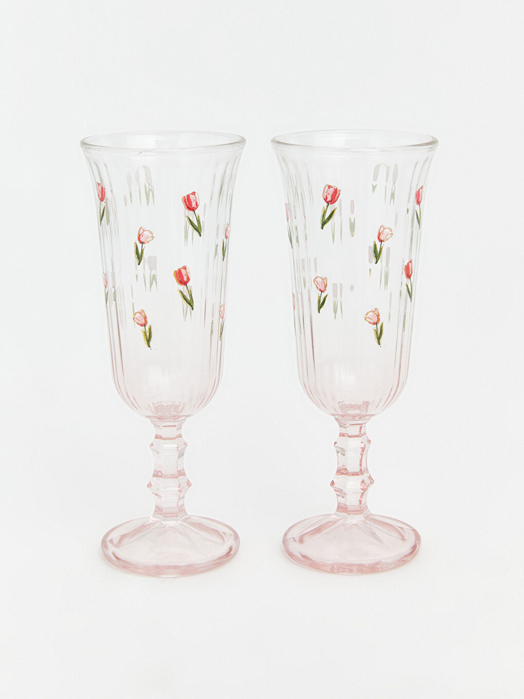 Karışık Baskılı Ayaklı Cam Su Bardağı 2'li 120 ml-1