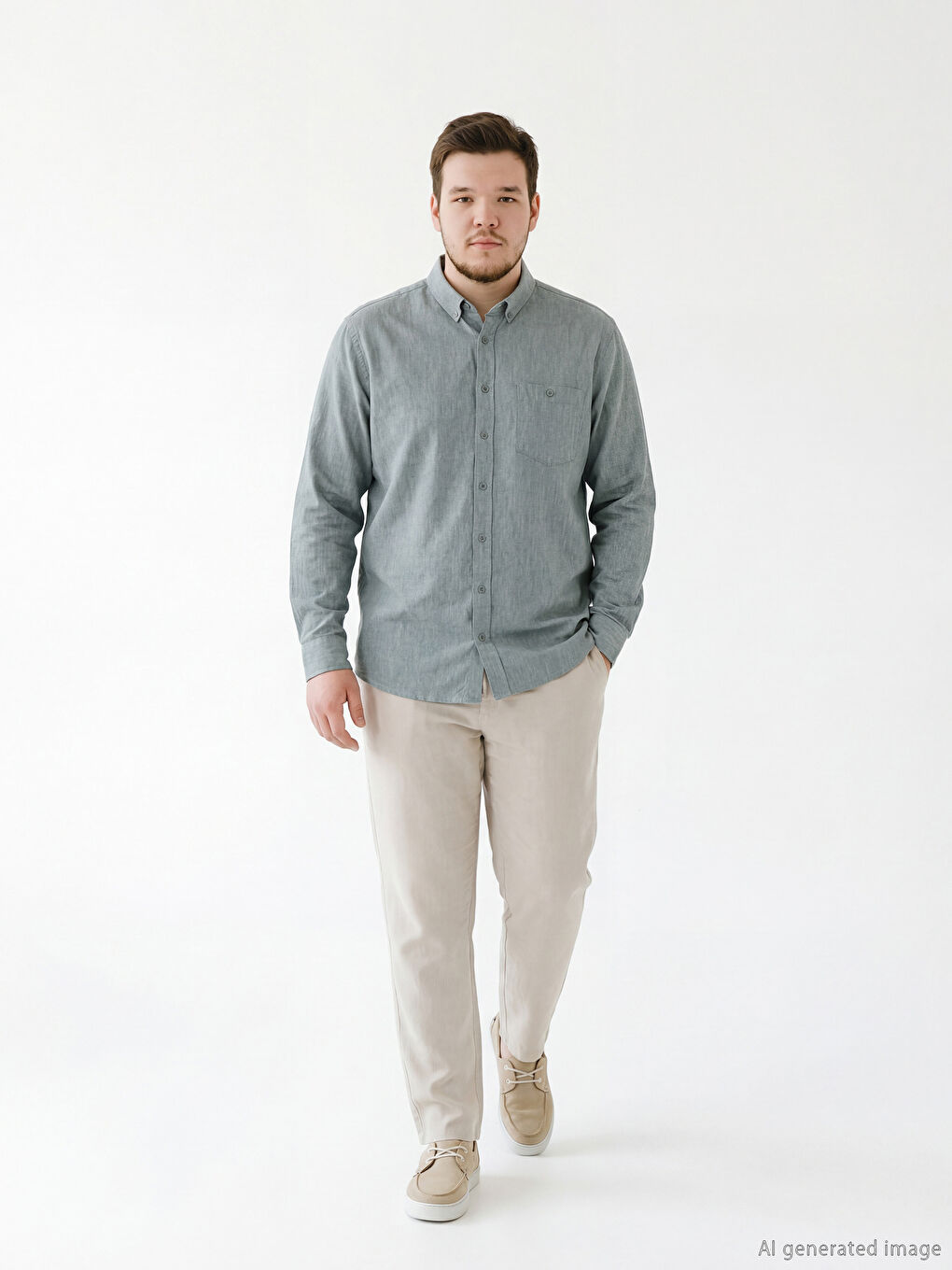 Yeşil Regular Fit Erkek Gömlek-1