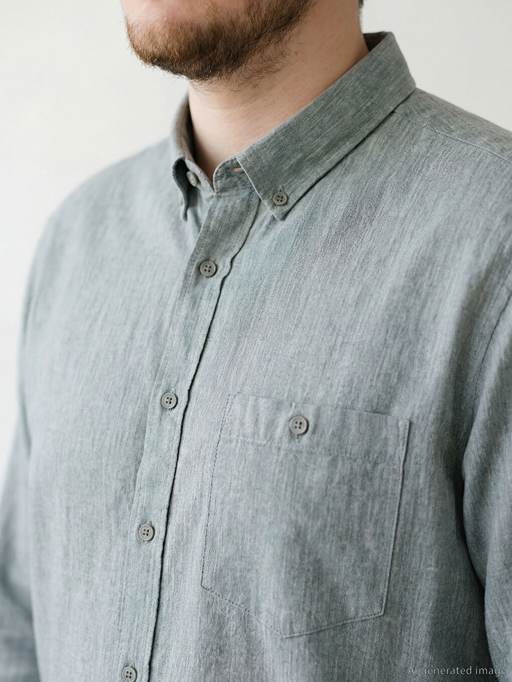 Yeşil Regular Fit Erkek Gömlek-2