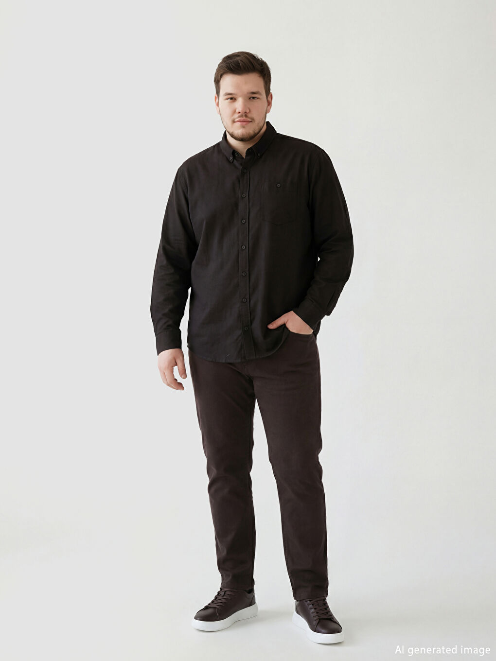 Kahverengi Regular Fit Erkek Gömlek-1