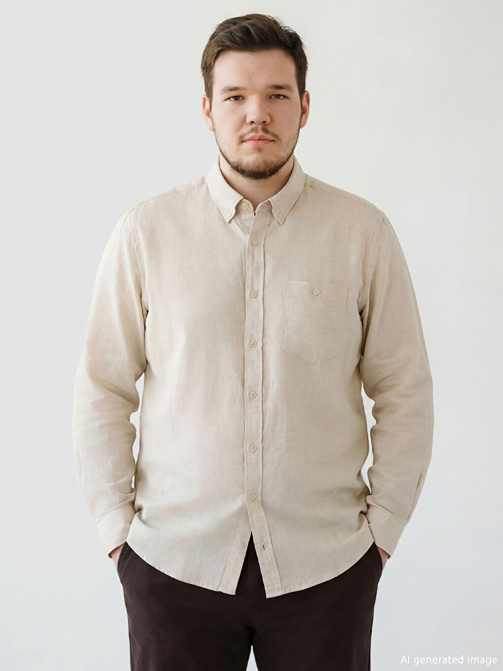 Bej Regular Fit Erkek Gömlek