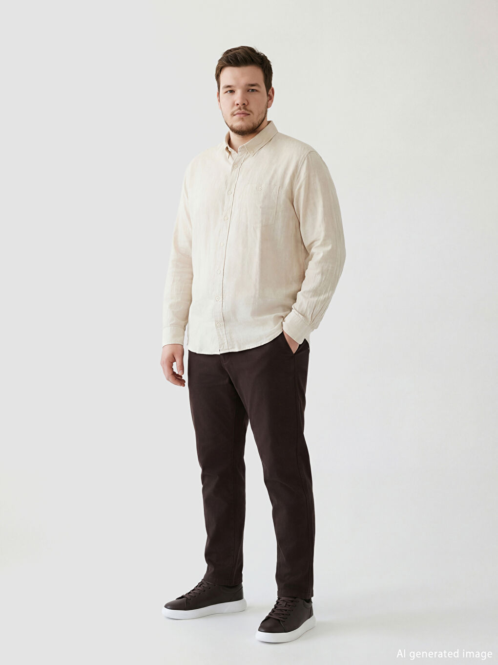 Bej Regular Fit Erkek Gömlek-1