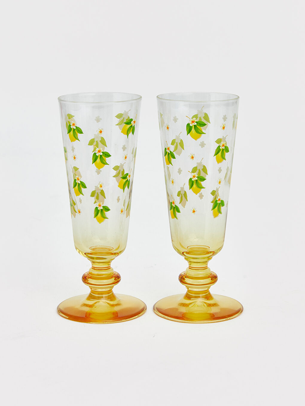 Karışık Limon Baskılı Ayaklı Su Bardağı 2'li 180 ml-1