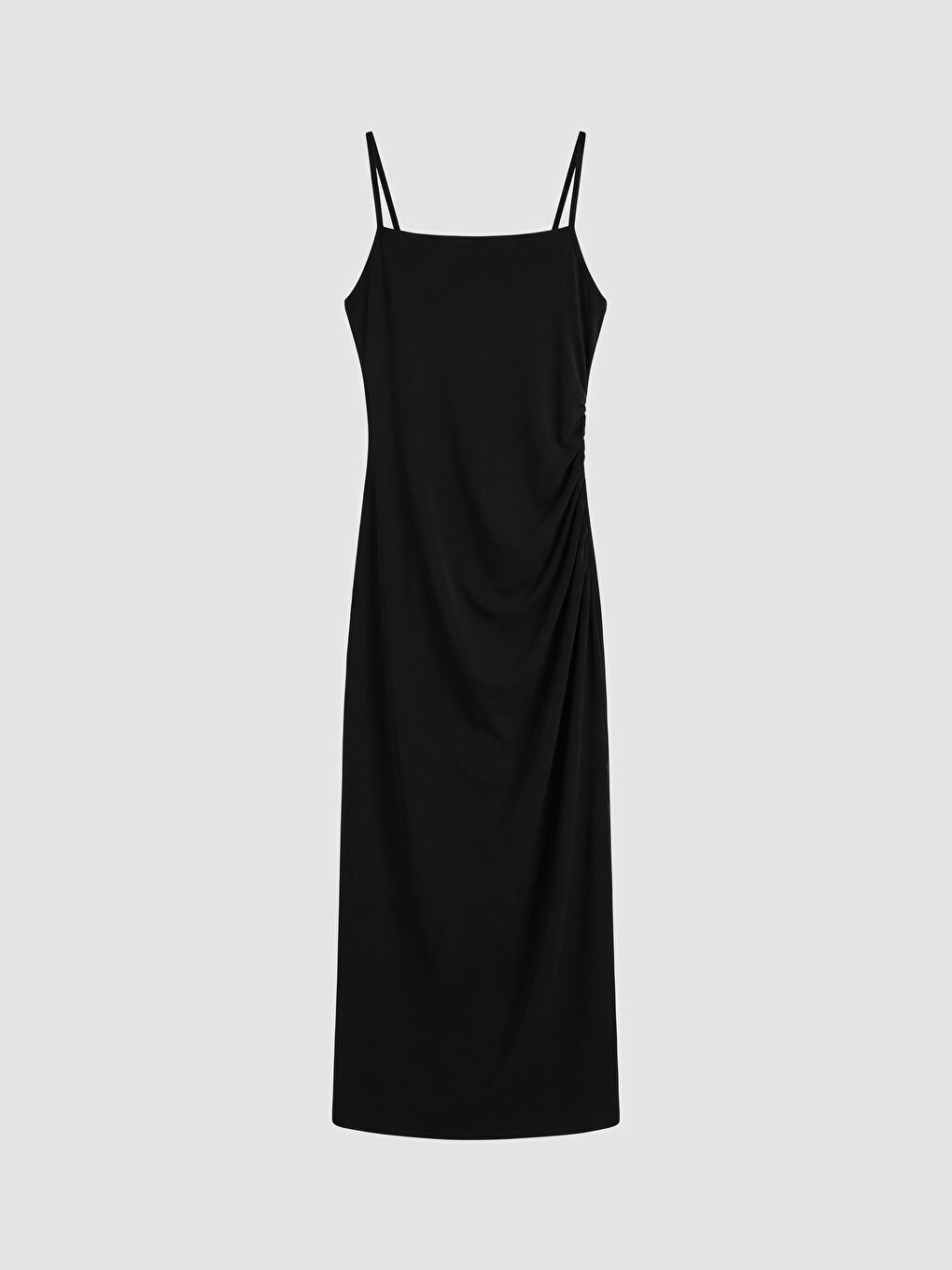 Square Neck Strappy Ruched Dress-4