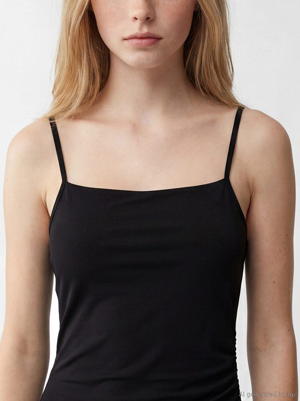 Square Neck Strappy Ruched Dress-2