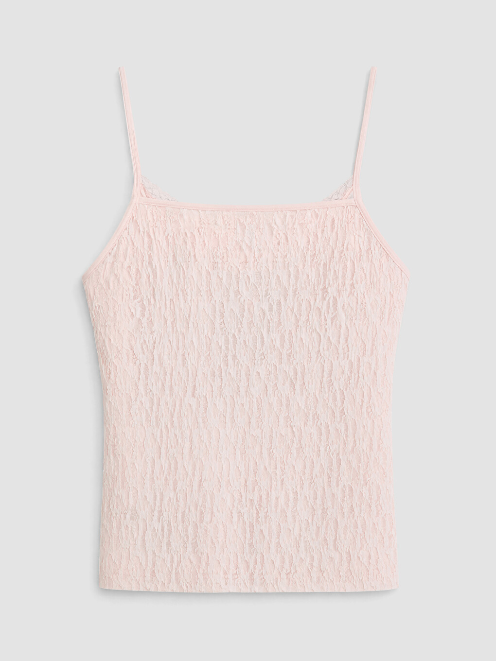 Pembe V Yaka Dantelli İp Askılı Crop Bluz-2