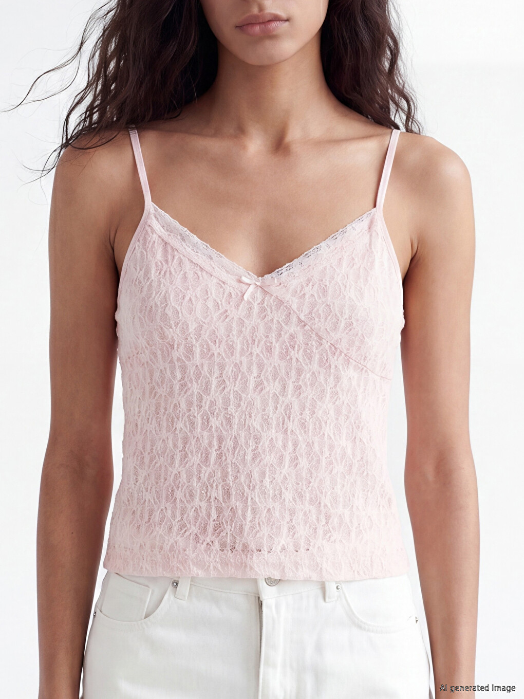 V Neck Lace Strappy Crop Blouse-2