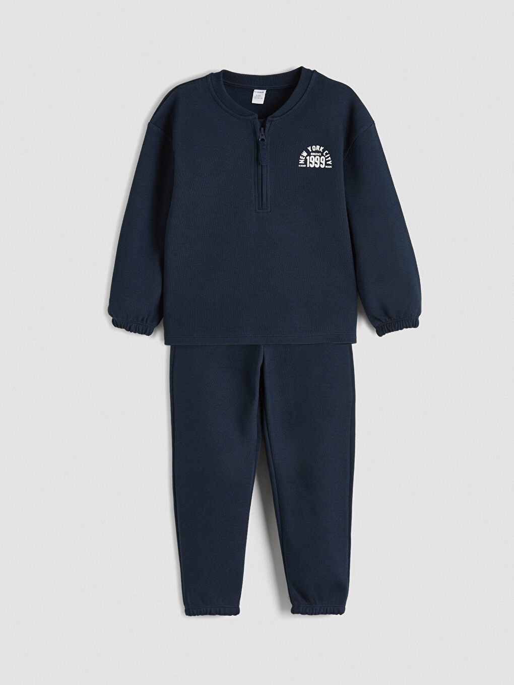 Lacivert New York Baskılı Erkek Çocuk Kalın Eşofman Takım