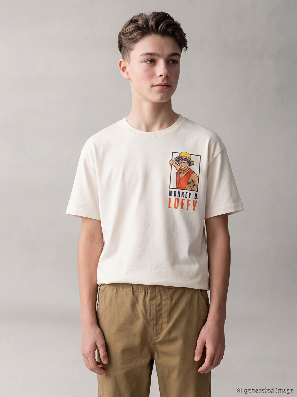 Crew Neck One Piece Printed Boys' T-Shirt