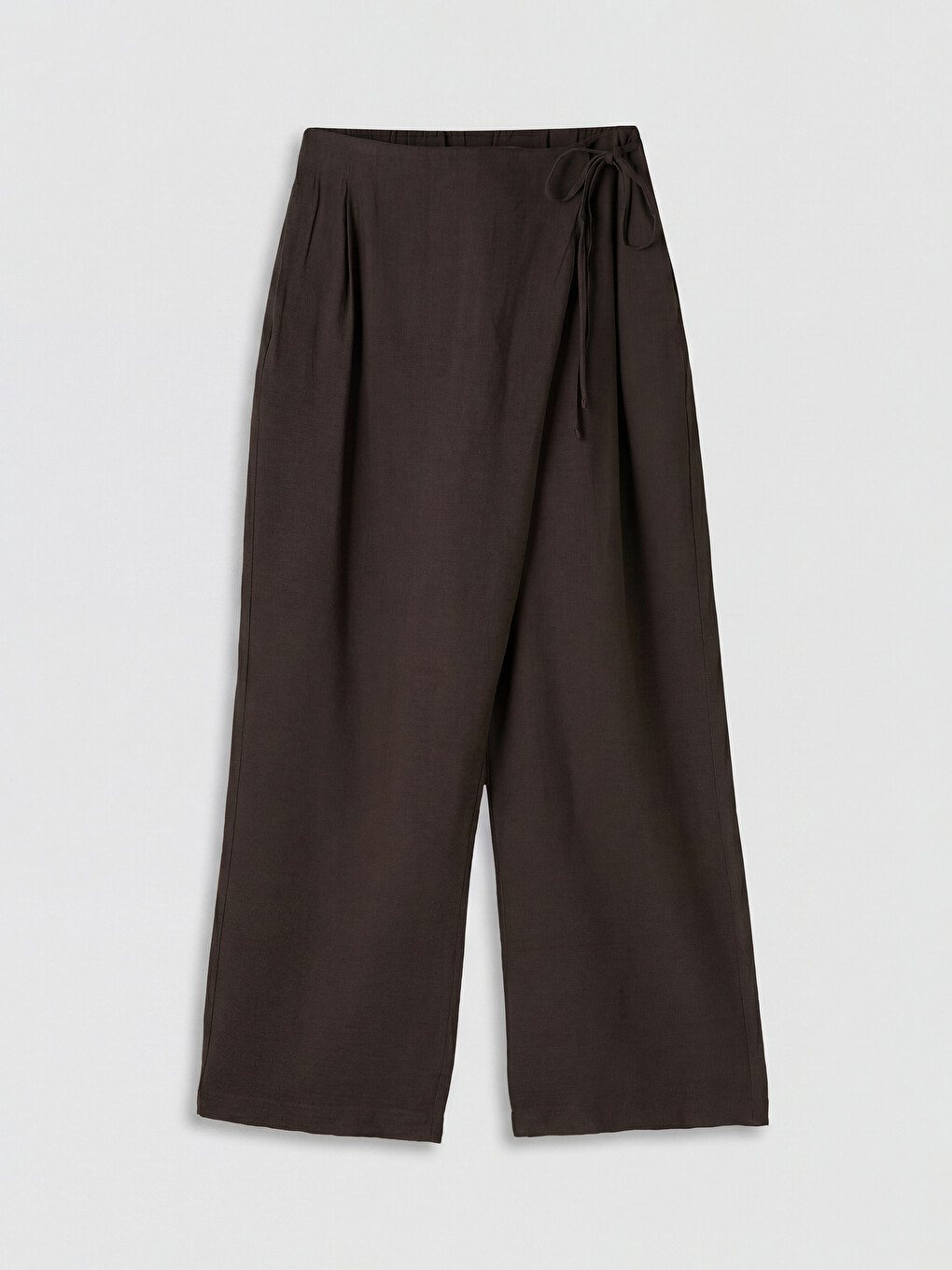 Side Tie Wide Leg Women's Trousers-4