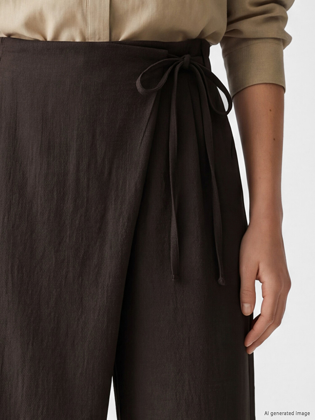 Side Tie Wide Leg Women's Trousers-2