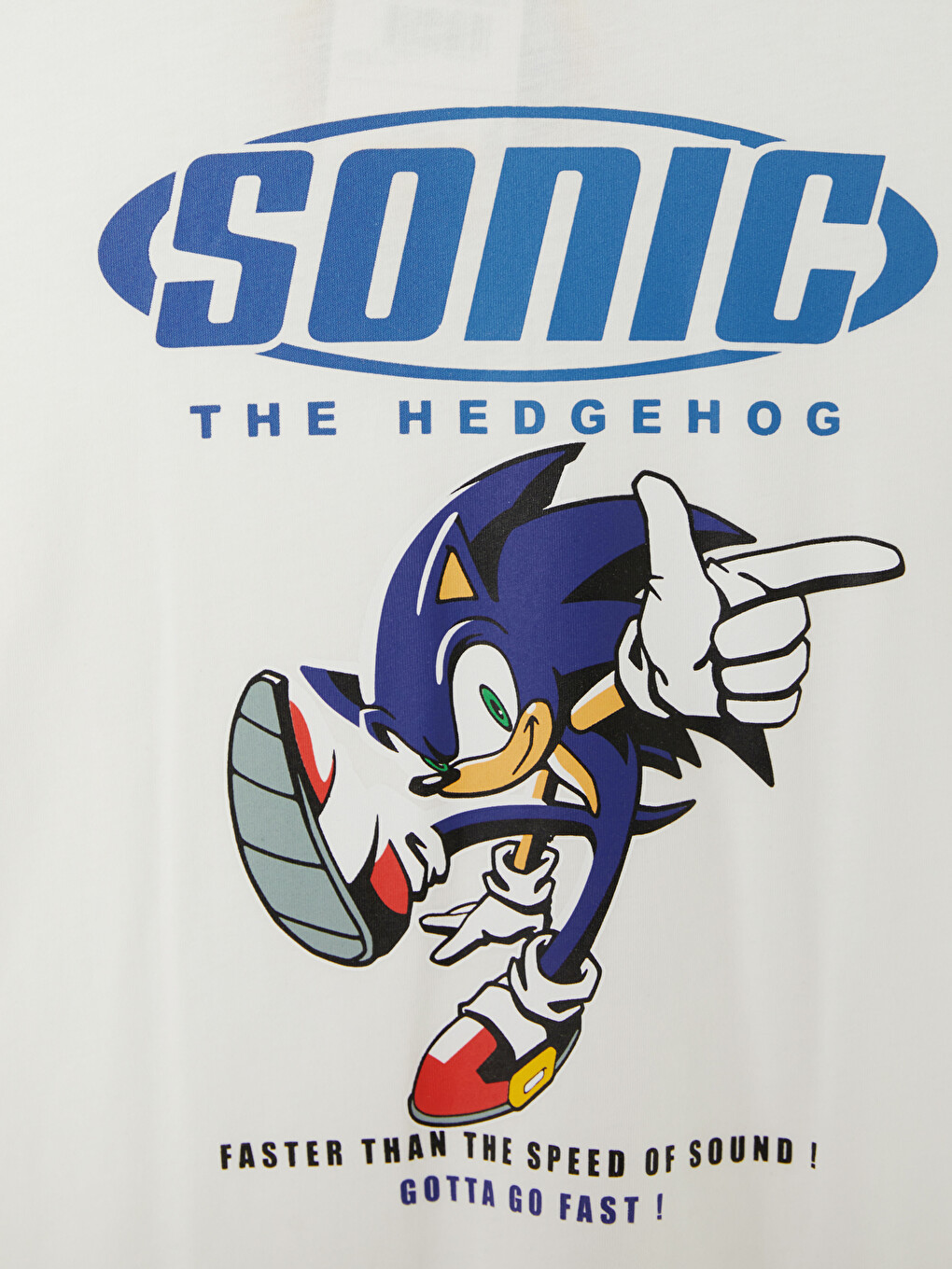 Beyaz Bisiklet Yaka Sonic Baskılı Erkek Çocuk Tişört-2