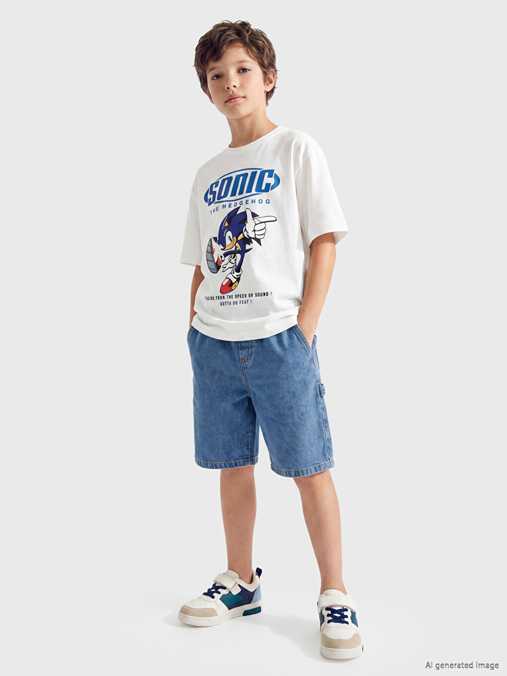 Crew Neck Sonic Printed Boys' T-shirt-1
