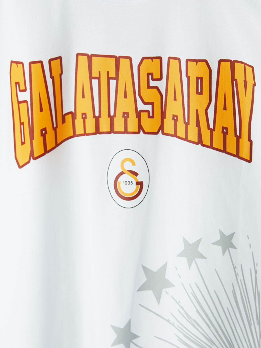 Beyaz Bisiklet Yaka Galatasaray Baskılı Erkek Çocuk Tişört-2