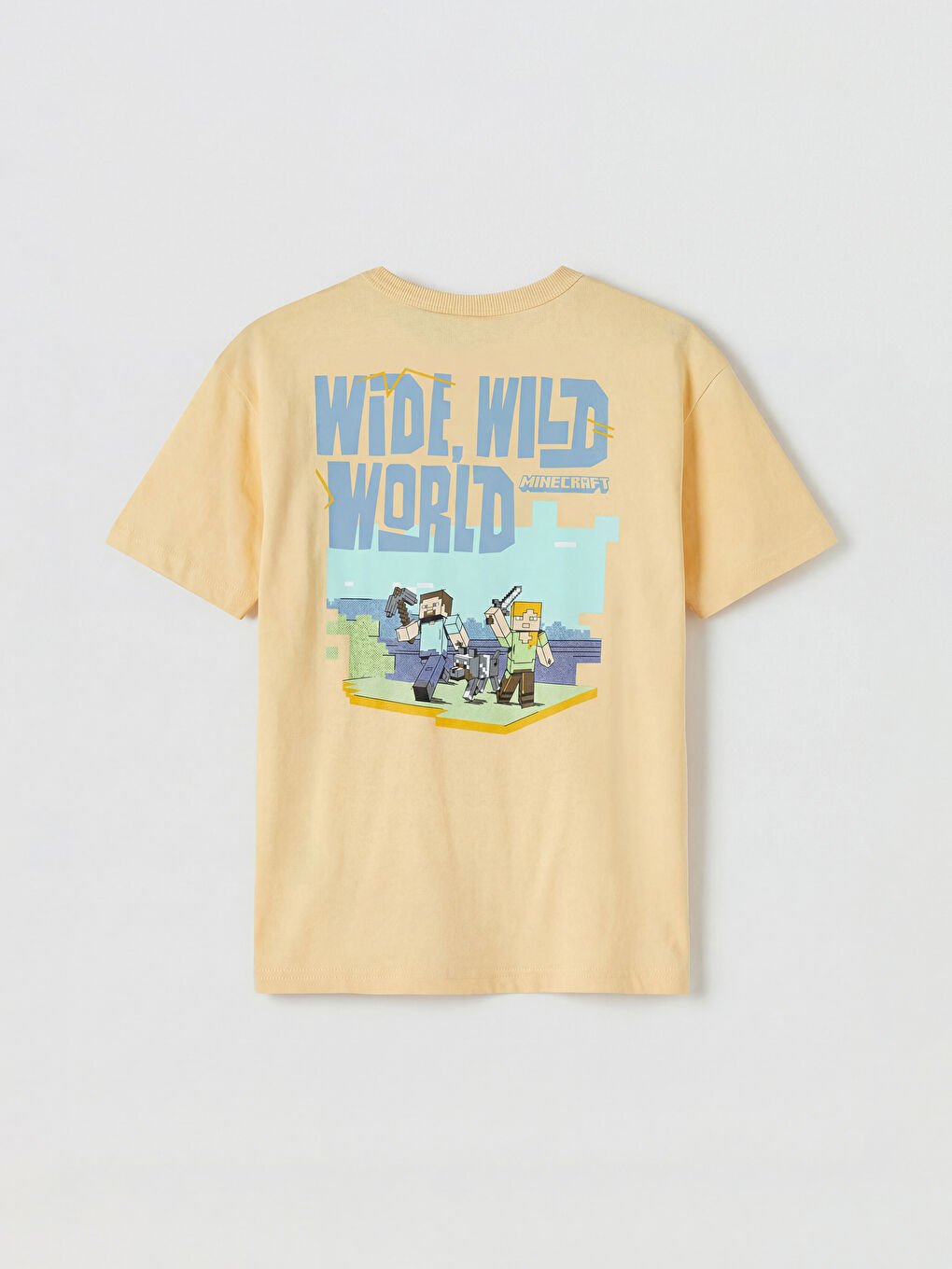 Turuncu Bisiklet Yaka Minecraft Baskılı Erkek Çocuk Tişört-1