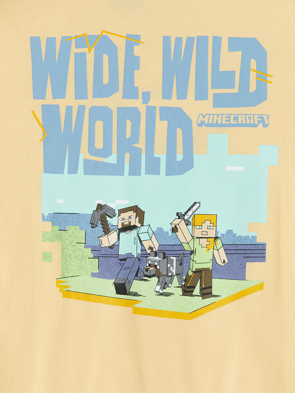 Turuncu Bisiklet Yaka Minecraft Baskılı Erkek Çocuk Tişört-3