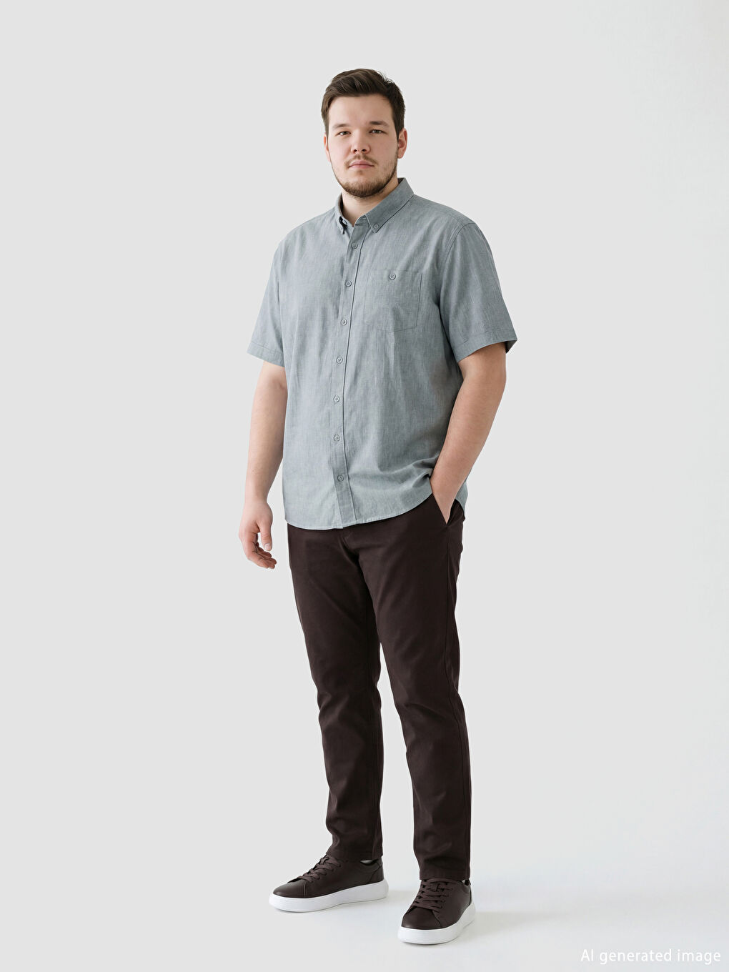 Yeşil Regular Fit Erkek Gömlek-1